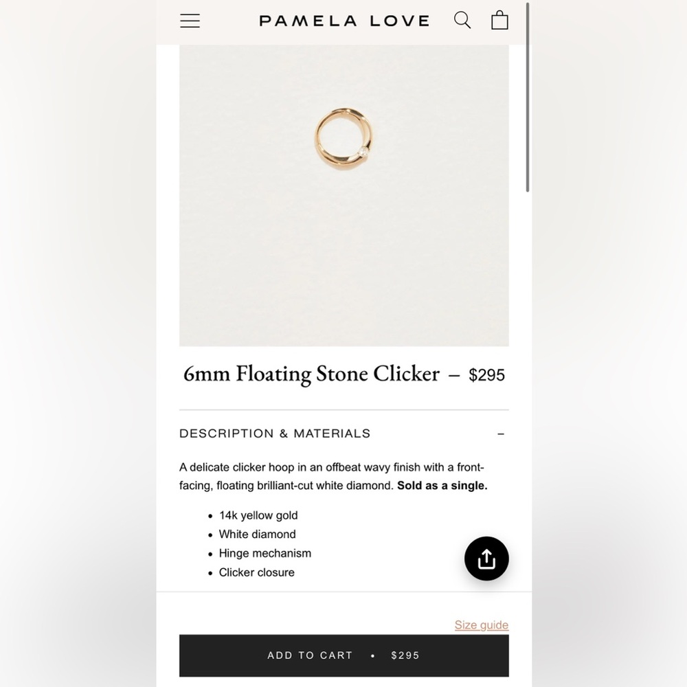 Pamela love gold septum piercing ring hoop with diamond and original box 💎
